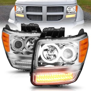 Dodge Nitro Projector Headlights - ANZO - w/Halo, Clear Lens, Chrome Housing, G2, CCFL - Chrome - `07-`12
