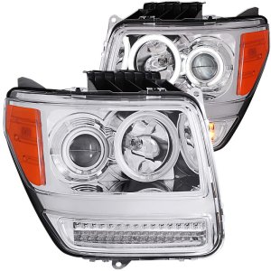 Dodge Nitro Projector Headlights - ANZO - w/Halo, Clear Lens, Chrome Housing, G2, CCFL - Chrome - `07-`12