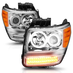 Dodge Nitro Projector Headlights - ANZO - w/Halo, Clear Lens, Chrome Housing, G2, CCFL - Chrome - `07-`12