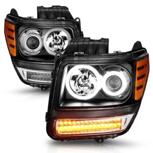Dodge Nitro Projector Headlights - ANZO - w/ Halo Black (CCFL) G2 - Black - `07-`12