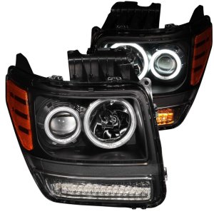 Dodge Nitro Projector Headlights - ANZO - w/ Halo Black (CCFL) G2 - Black - `07-`12