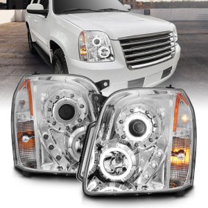 GMC Yukon Headlights - ANZO - Projector w/ Halo (CCFL) - Chrome - `07-`14