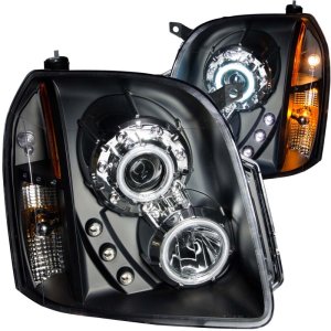 GMC Yukon Projector Headlights - ANZO - CCFL, w/Halo, Clear Lens, Black Housing - Black - `07-`14