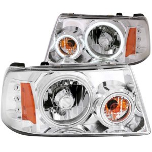 Ford Ranger Projector Headlights - ANZO - w/ Halo, Crystal, Clear Lens, CCFL - Chrome - `01-`11