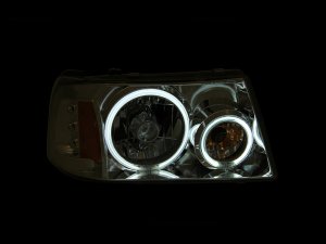 Ford Ranger Projector Headlights - ANZO - w/ Halo, Crystal, Clear Lens, CCFL - Chrome - `01-`11