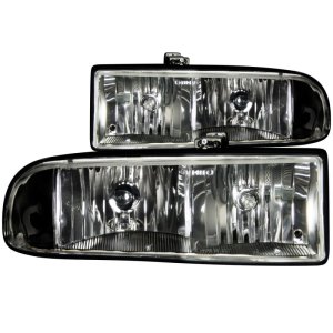 Chevrolet S10 Crystal Headlights - ANZO - Clear Lens, Black Housing - Black - `98-`05