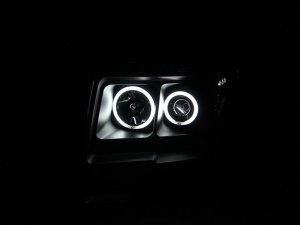 Ford F-150 Projector Headlights - ANZO - w/Halo, Clear Lens, CCFL - Black - `09-`14