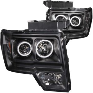 Ford F-150 Projector Headlights - ANZO - w/Halo, Clear Lens, CCFL - Black - `09-`14