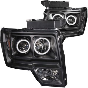 Ford F-150 Projector Headlights - ANZO - w/Halo, Clear Lens, CCFL - Black - `09-`14