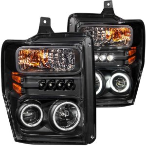 Ford F-250 Projector Headlights - ANZO - Halo, CCFL, Clear Lens - Black - `08-`10