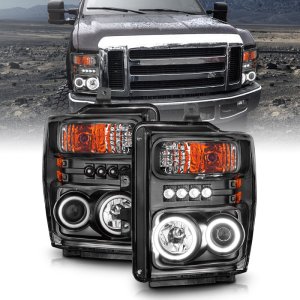 Ford F-250 Projector Headlights - ANZO - Halo, CCFL, Clear Lens - Black - `08-`10