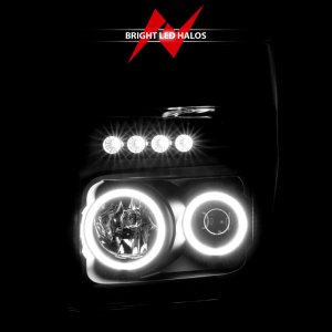 Ford F-250 Projector Headlights - ANZO - Halo, CCFL, Clear Lens - Black - `08-`10