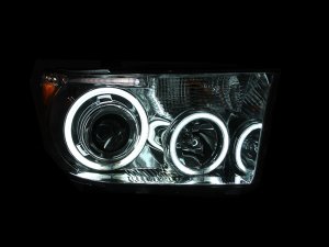 Toyota Tundra Projector Headlights - ANZO - w/ Halo Clear Lens Chrome Housing CCFL - Chrome - `07-`13