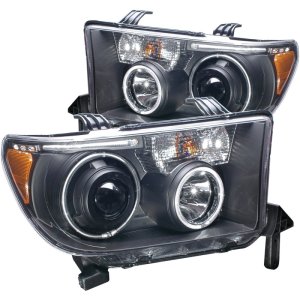 Toyota Tundra Projector Headlights - ANZO - w/ Halo, Clear Lens, CCFL - Black - `07-`13