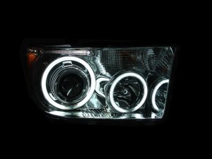 Toyota Tundra Projector Headlights - ANZO - w/ Halo, Clear Lens, CCFL - Black - `07-`13