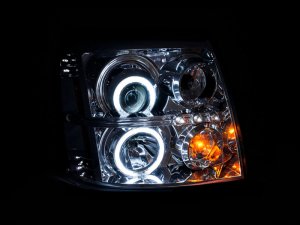 Cadillac Escalade Projector Headlights - ANZO - CCFL, HID Compatible - Chrome - `03-`06