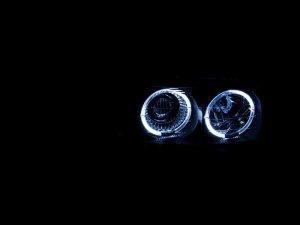 GMC Sierra Projector Headlights - ANZO - w/Halo; Clear Lens - Black - `99-`06