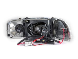 GMC Sierra Projector Headlights - ANZO - w/Halo; Clear Lens - Black - `99-`06