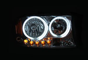 Dodge Dakota Projector Headlights - ANZO - w/Halo, Clear Lens, Black Housing - Black - `97-`04