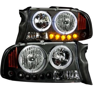 Dodge Dakota Projector Headlights - ANZO - w/Halo, Clear Lens, Black Housing - Black - `97-`04