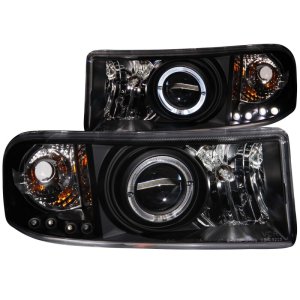 Dodge Ram Projector Headlights - ANZO - Clear Lens, w/Halo - Black - `94-`01