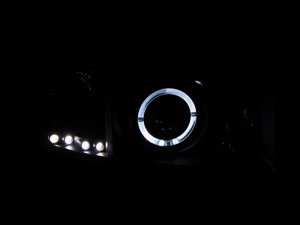 Dodge Ram Projector Headlights - ANZO - Clear Lens, w/Halo - Black - `94-`01