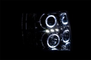 Chevrolet Silverado 1500 Projector Headlights - ANZO - w/ Halo, Clear Lens, Chrome Housing - Chrome - `07-`13