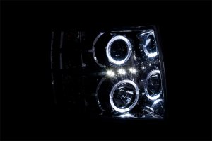 Chevrolet Silverado 1500 Projector Headlights - ANZO - w/ Halo, Clear Lens, Chrome Housing - Chrome - `07-`13