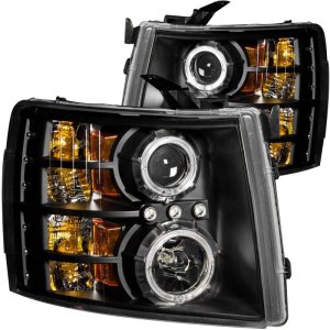 Chevrolet Silverado 1500 Projector Headlights - ANZO - w/ Halo, Clear Lens - Black - `07-`13