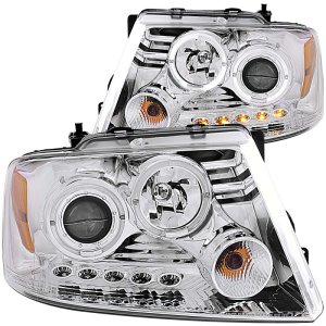 Ford F-150 Projector Headlights - ANZO - G2 w/ Halo and LED - Chrome - `04-`08