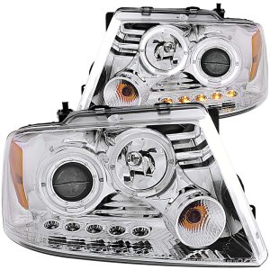 Ford F-150 Projector Headlights - ANZO - G2 w/ Halo and LED - Chrome - `04-`08