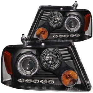 Ford F-150 Projector Headlights - ANZO - G2 w/ Halo and LED - Black - `04-`08