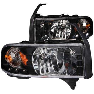 Dodge Ram Crystal Headlights - ANZO - Clear Lens w/ LED - Black - `94-`01