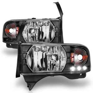 Dodge Ram Crystal Headlights - ANZO - Clear Lens w/ LED - Black - `94-`01