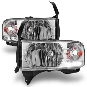 Dodge Ram Crystal Headlights - ANZO - w/ LED Accent - Chrome - `94-`01
