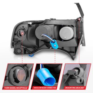 Dodge Ram Crystal Headlights - ANZO - w/ LED Accent - Chrome - `94-`01