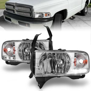 Dodge Ram Crystal Headlights - ANZO - w/ LED Accent - Chrome - `94-`01