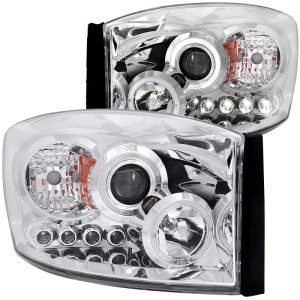Dodge Ram Projector Headlights - ANZO - w/ Halo - Chrome - `06-`08
