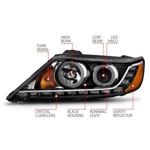 Kia Sorento Projector Headlights - ANZO - Halo Black (CCFL) - Black - `11-`13