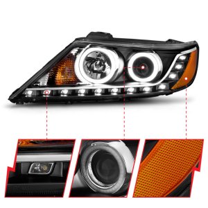 Kia Sorento Projector Headlights - ANZO - Halo Black (CCFL) - Black - `11-`13