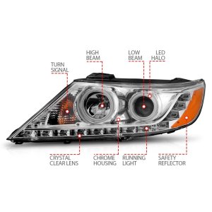 Kia Sorento Projector Headlights - ANZO - w/ Halo, CCFL - Chrome - `11-`13