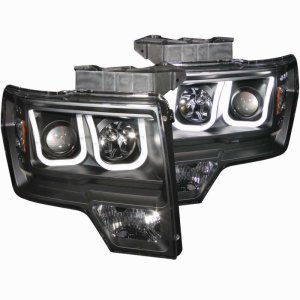 Ford F-150 Projector Headlights - ANZO - w/ U-Bar - Black - `09-`14