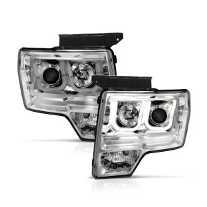 Ford F-150 Projector Headlights - ANZO - w/ U-Bar - Chrome - `09-`14