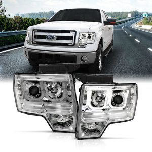 Ford F-150 Projector Headlights - ANZO - w/ U-Bar - Chrome - `09-`14
