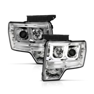 Ford F-150 Projector Headlights - ANZO - w/ U-Bar - Chrome - `09-`14