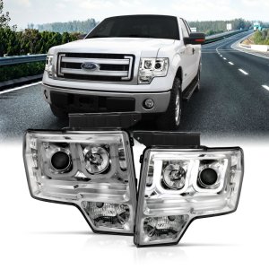 Ford F-150 Projector Headlights - ANZO - w/ U-Bar - Chrome - `09-`14