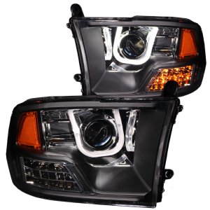 Dodge Ram Projector Headlights - ANZO - U-Bar - Black - `09-`16