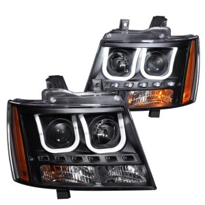 Chevrolet Avalanche Projector Headlights - ANZO - U-Bar - Black - `07-`13