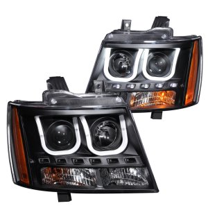 Chevrolet Avalanche Projector Headlights - ANZO - U-Bar - Black - `07-`13