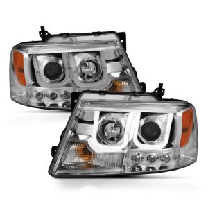 Ford F-150 Projector Headlights - ANZO - w/U-Bar, Clear Lens, Chrome Housing - Chrome - `04-`08 Ford F-150 Projector Headlights - ANZO - w/U-Bar, Clear Lens, Chrome Housing - Chrome - `04-`08